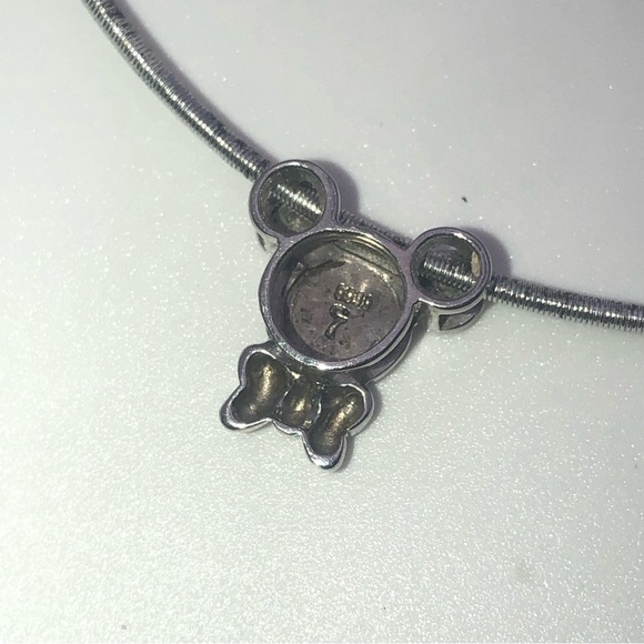 vtg Mickey 999 Silver Pendant w Sterling Snake Chain Choker 15” / 15mm - Picture 4 of 7